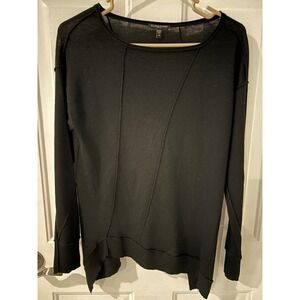 Eileen Fisher Petite Black‎ Knit Sweater Tunic Long Sleeve Asymmetrical PM